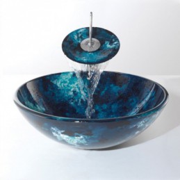 Tempered Glass Vessel Blue...