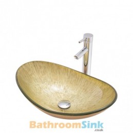 Oval Gold Bathroom Tempered...