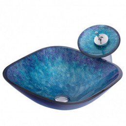 Blue Tempered Glass Basin...